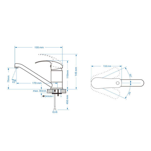 Baterija za sudoperu stojeća KONGO 002 - Slika 3