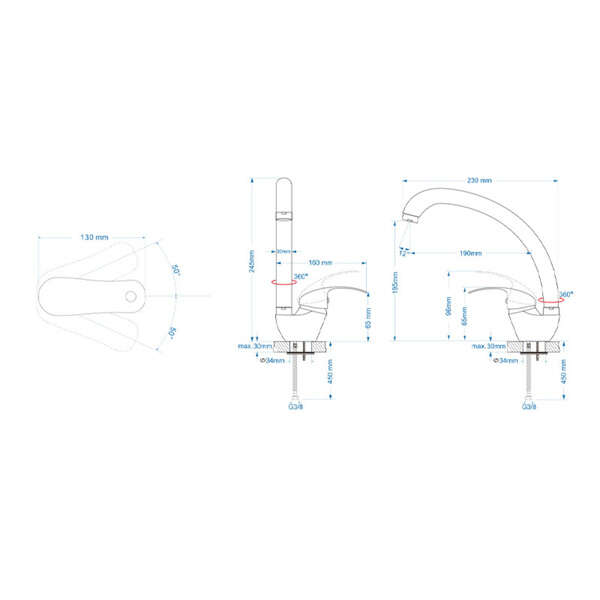 Baterija za sudoperu stojeća KONGO 003 - Slika 3