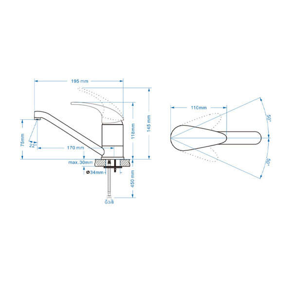 Baterija za sudoperu stojeća MISISIPI 002 - Slika 3