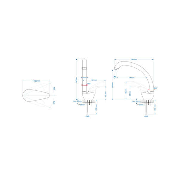 Baterija za sudoperu stojeća MISISIPI 003 - Slika 3