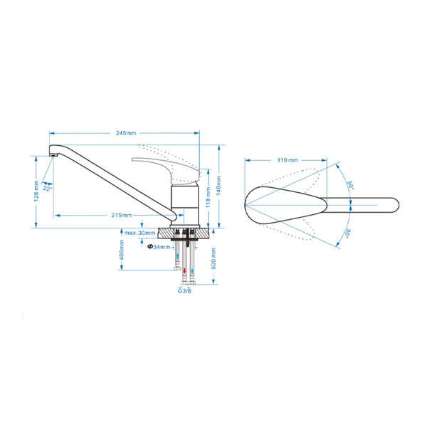 Baterija za sudoperu stojeća MISISIPI 303 - Slika 3