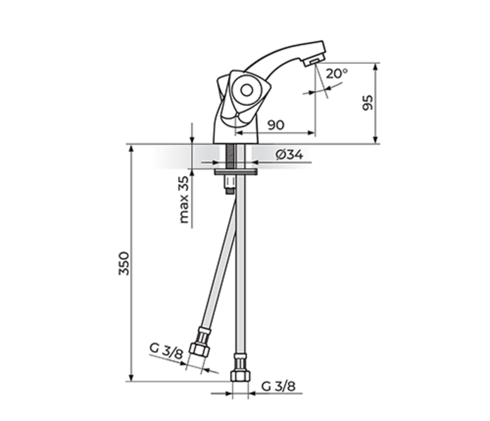 Baterija za lavabo KLASIK FUMME KF21101 - Slika 2