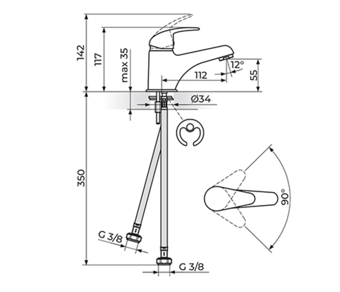 Baterija za lavabo PERLA JP301001 - Slika 2