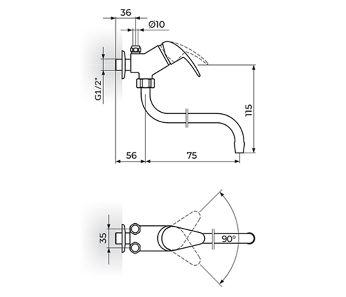 Baterija za protočni bojler izliv 75mm PERLA JP362002 - Slika 2
