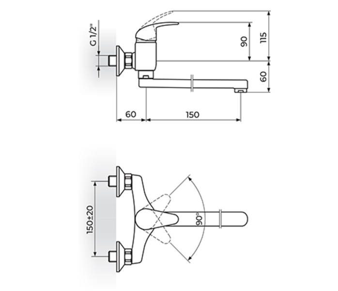 Baterija za sudoperu - lavabo izliv 150mm PERLA JP321015 - Slika 2