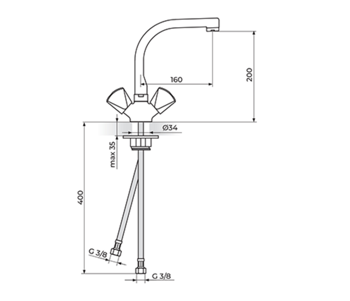 Baterija za sudoperu - lavabo izliv 180mm KLASIK K23101 - Slika 2