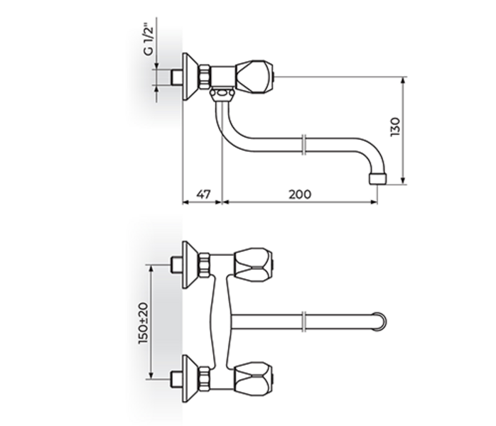 Baterija za sudoperu - lavabo izliv 200mm - S KLASIK FUMME KF01101 - Slika 2