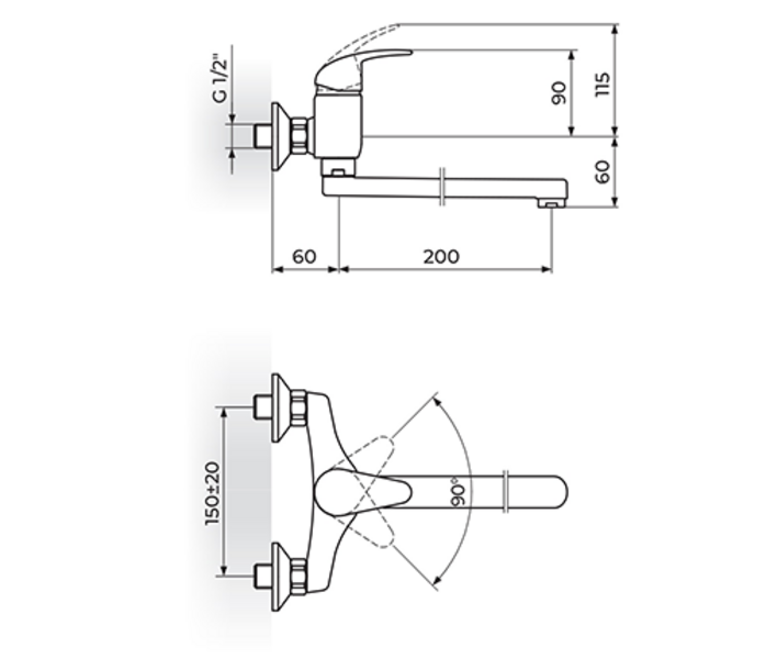 Baterija za sudoperu - lavabo izliv 200mm PERLA JP321020 - Slika 2