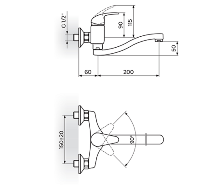 Baterija za sudoperu - lavabo izliv 200mm S PERLA JP321S20 - Slika 2