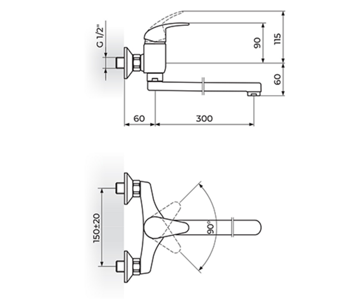 Baterija za sudoperu - lavabo izliv 300mm PERLA JP321030 - Slika 2