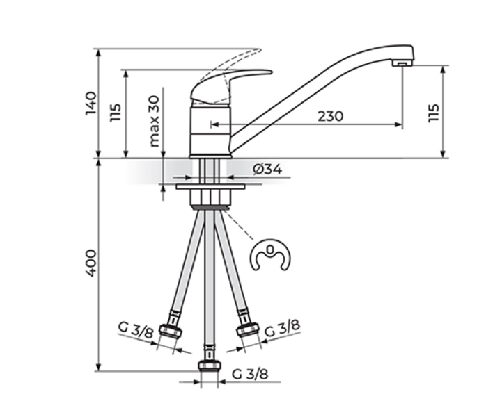 Baterija za sudoperu - protočni bojler PERLA JP381003 - Slika 2