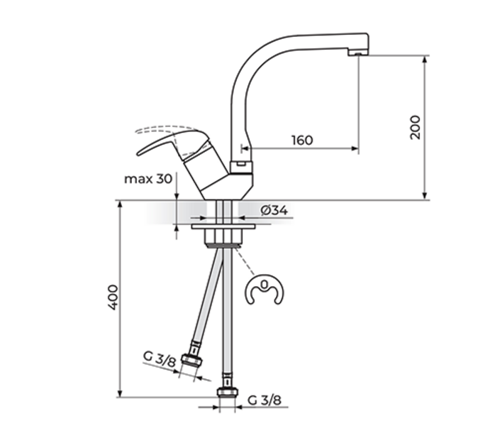 Baterija za sudoperu izliv 180mm PERLA JP382201 - Slika 2