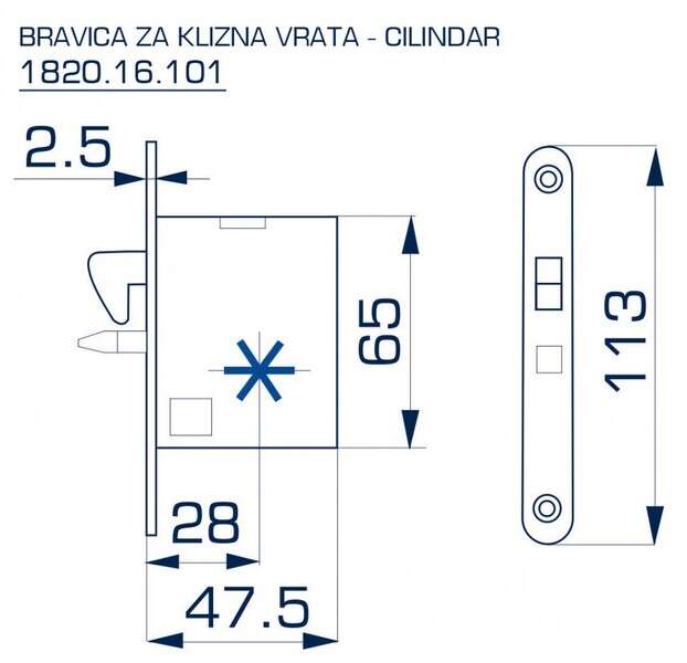 Brava za klizna vrata kvaka Bane - Slika 2