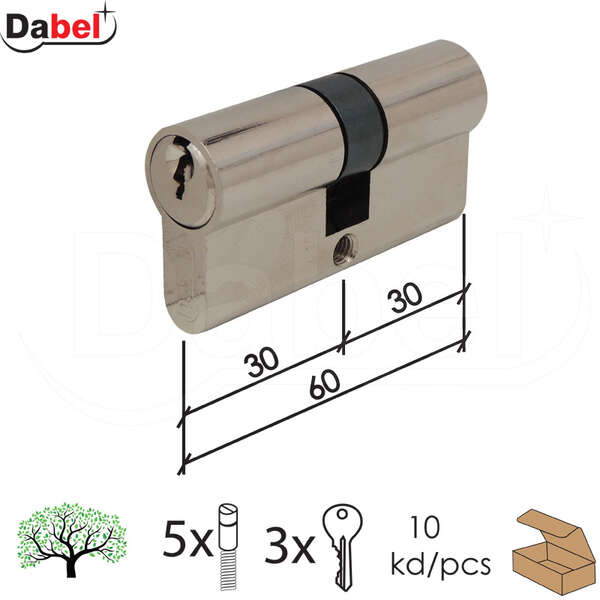 Cilindar za vrata CL2200 NIKL 60MM(30-30) (10KOM) 3K Q - Slika 1