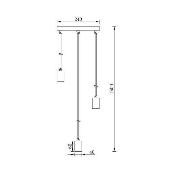 Dekorativna visilica crna 3H-3xE27 - Slika 4
