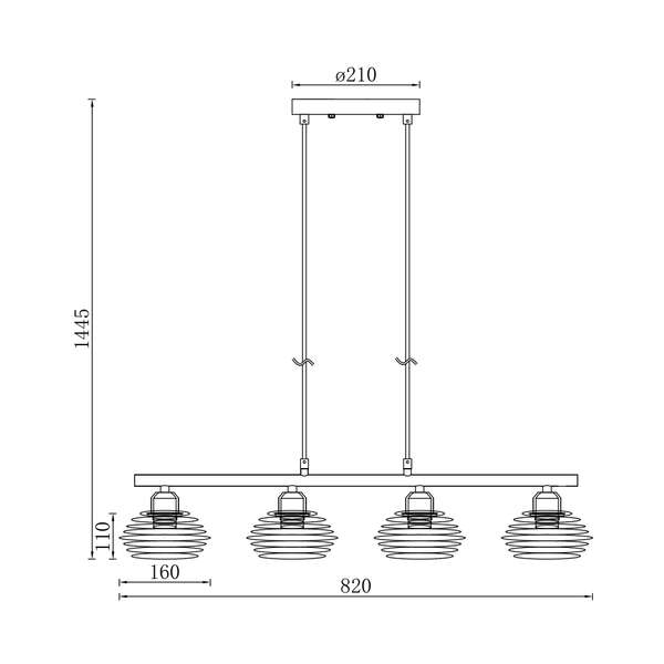 Dekorativna visilica crna 4H-4xE27 - Slika 4