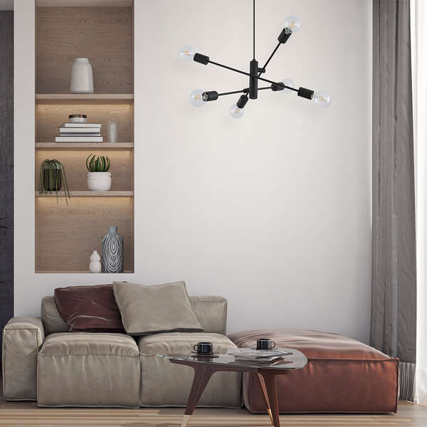 Dekorativna visilica crna 6H-6xE27 - Slika 2