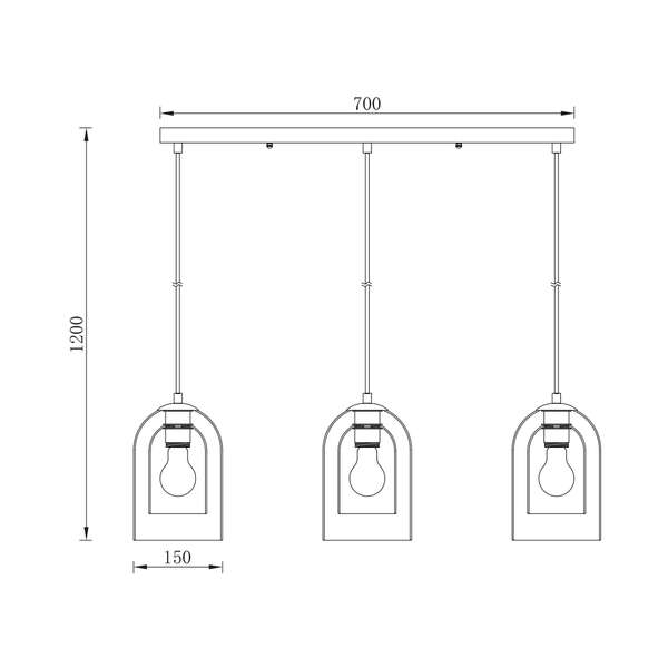 Dekorativna visilica dimljeno siva 3H-3xE27 - Slika 3
