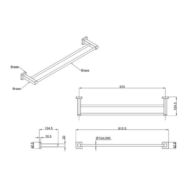 Držač peškira 60cm dvodelni FANTASY LINNI - Slika 3
