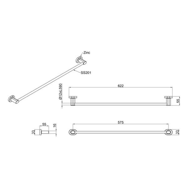 Držač peškira 60cm jednodelni ENJOY LINNI - Slika 3