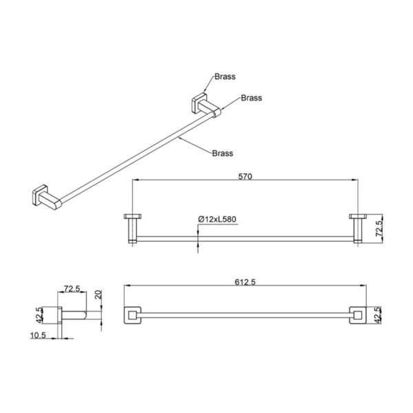 Držač peškira 60cm jednodelni FANTASY LINNI - Slika 3