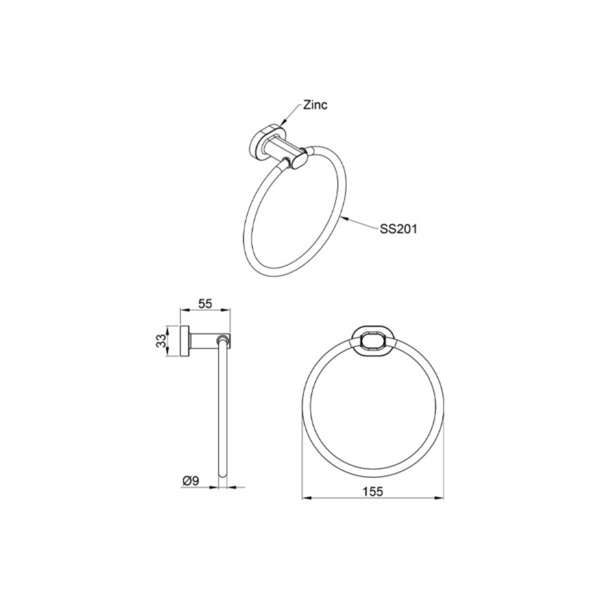 Držač peškira okrugli ENJOY LINNI - Slika 3