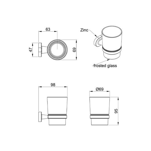 Držač čaše ze četkice jednodelni ENJOY LINNI - Slika 3