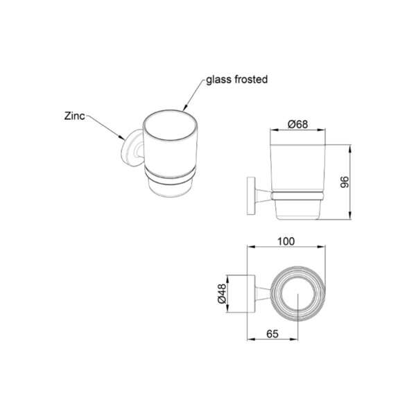 Držač čaše ze četkice jednodelni MODERN LINNI - Slika 2