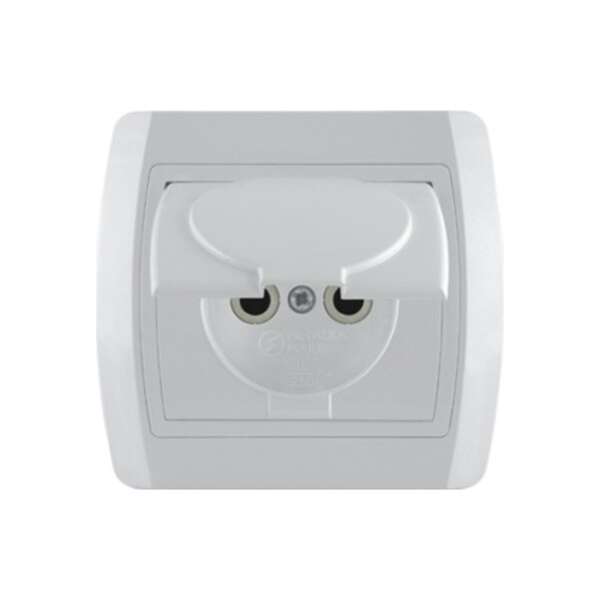 Dvopolna priključnica 16A/250V, 2P+E, sa poklopcem, francuski standard, plastika Status - Slika 1