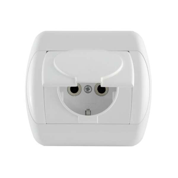 Dvopolna priključnica 16A/250V, 2P+E, sa poklopcem, plastika Royal - Slika 1