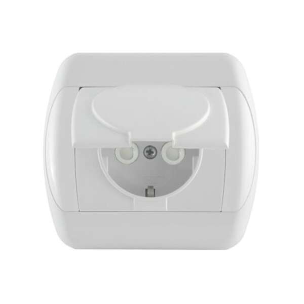 Dvopolna priključnica 16A/250V, 2P+E, sa poklopcem i zaštitom od dodira, plastika Royal - Slika 1