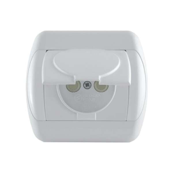 Dvopolna priključnica 16A/250V, 2P+E, sa poklopcem i zaštitom od dodira , francuski standard, plastika Royal - Slika 1