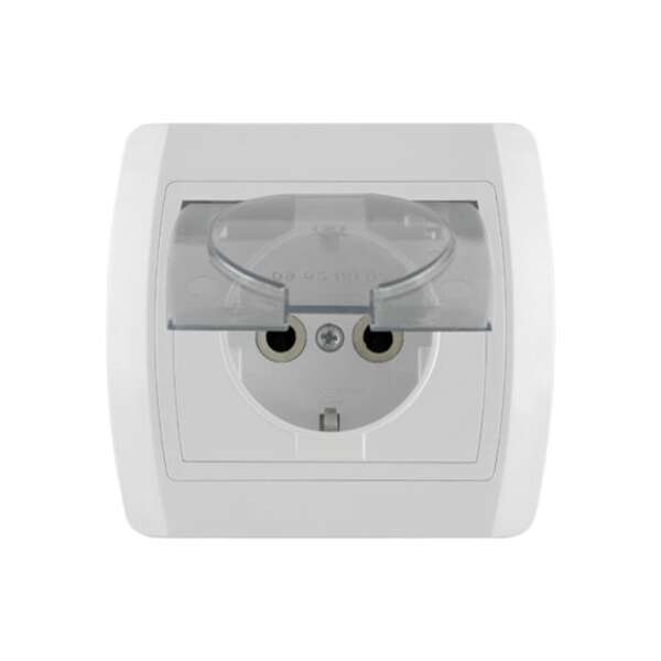 Dvopolna priključnica 16A/250V, 2P+E, sa transparentnim poklopcem, plastika Status - Slika 1