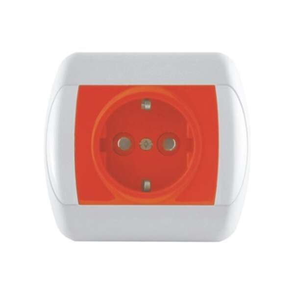 Dvopolna priključnica 16A/250V, 2P+E, zaštita od dodira, narandžasta, plastika Royal - Slika 1