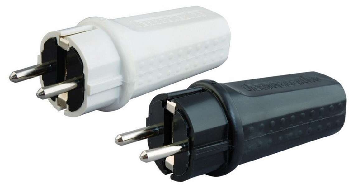 Dvopolni utikač masivni crni Tehnoelektro - Slika 1