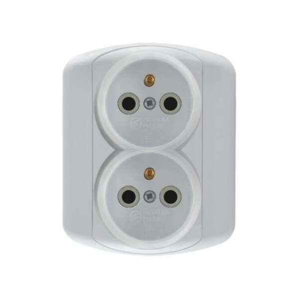 Dvostruka priključnica 16A/250V, 2P+E, francuski standard, plastika Royal - Slika 1