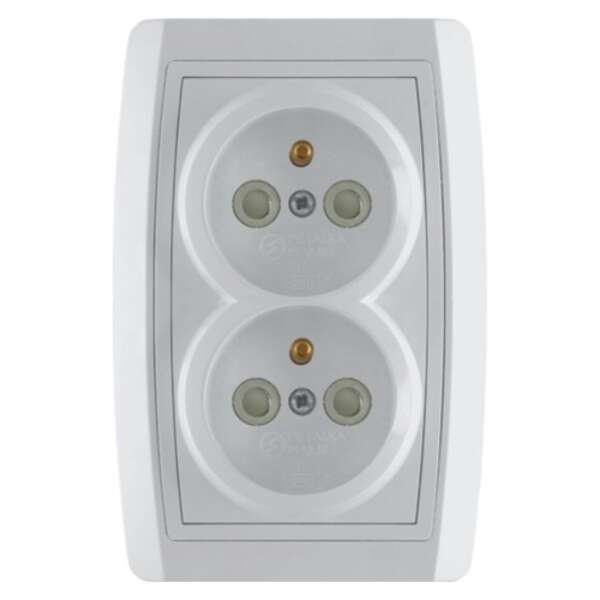 Dvostruka priključnica 16A/250V, 2P+E, zaštita od dodira, francuski standard, plastika Status - Slika 1