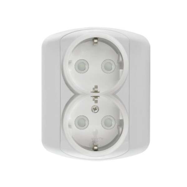 Dvostruka priljučnica 16A/250V, 2P+E, zaštita od dodira, plastika Royal - Slika 1