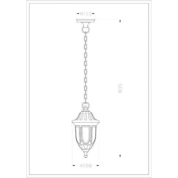Fenjer visilica Mateo 1xE27 Crna IP44 166x835mm - Slika 3