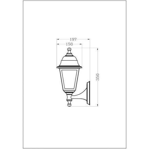 Fenjer zidna lampa Blake-U 1xE27 Crna IP44 150x300mm - Slika 3