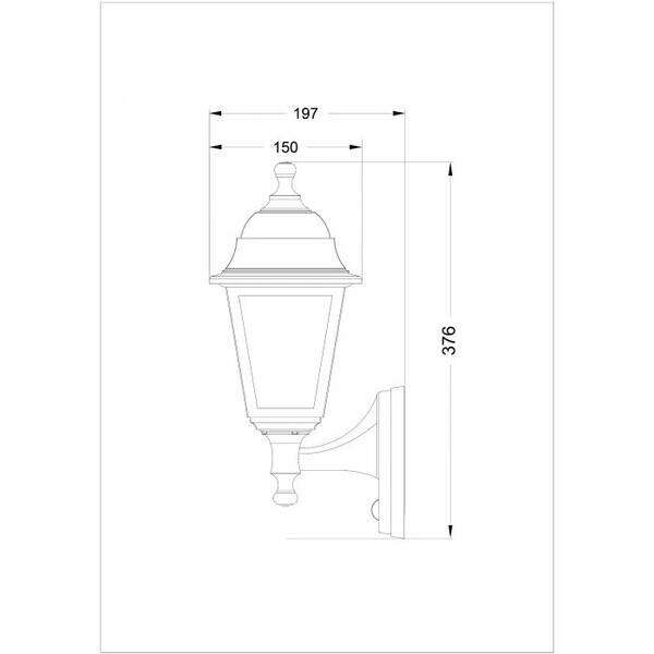 Fenjer zidna lampa Blake-U 1xE27 Crna IP44 PIR 150x300mm - Slika 3