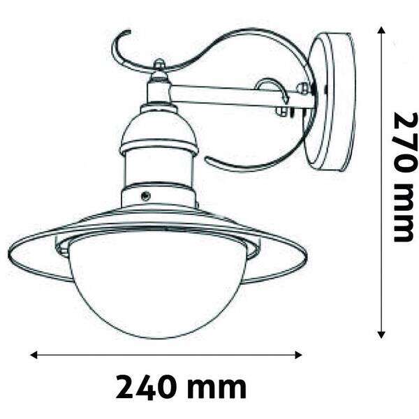 Fenjer zidna lampa Imperial 1xE27 Crna IP44 240x270mm - Slika 2