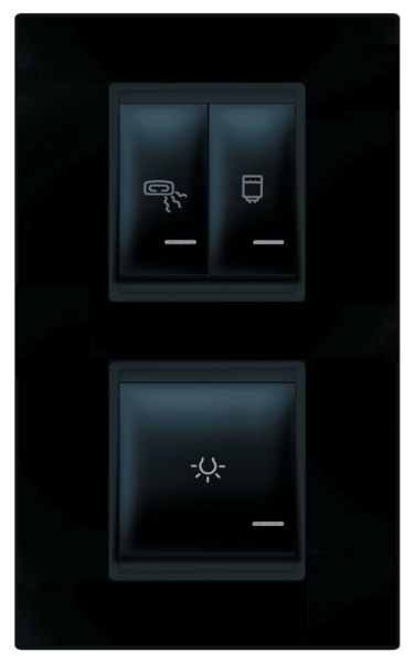 Indikator kupatila 3x16A 250V vertikalni crni Experience - Slika 1