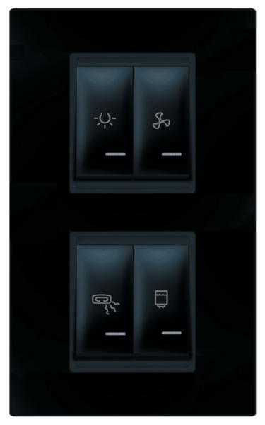 Indikator kupatila 4x16A 250V vertikalni crni Experience - Slika 1