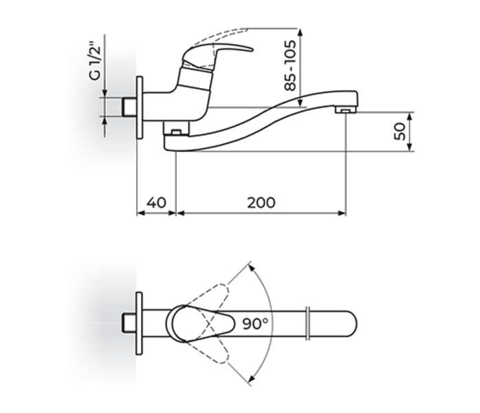 Jednoručna baterija za hladnu vodu izliv 200mm - S PERLA JP522S20 - Slika 2