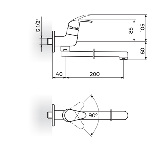 Jednoručna baterija za hladnu vodu izliv 200mm PERLA JP522020 - Slika 2
