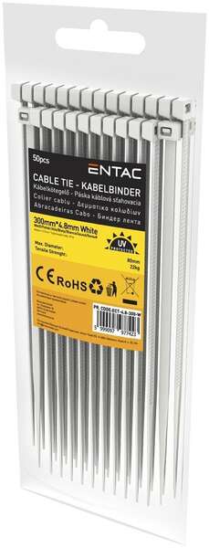 Kablovska vezica 4.8mmx300mm bela 50kom. Entac - Slika 1