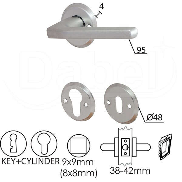 Kvaka rozeta za ALU vrata EKO f1 FI48/4/95/8/9MM KLJ+CIL DBP3 - Slika 1
