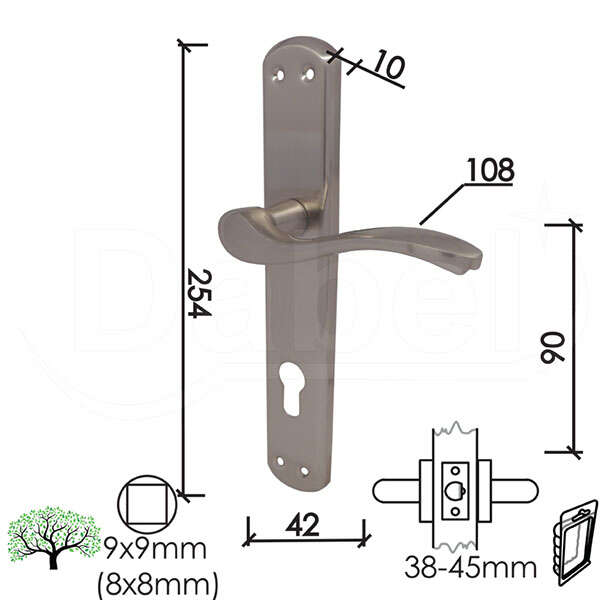 Kvaka šild za vrata Jelena B-NI 90/42/254/10/108/8/9 CIL DBP0 - Slika 1
