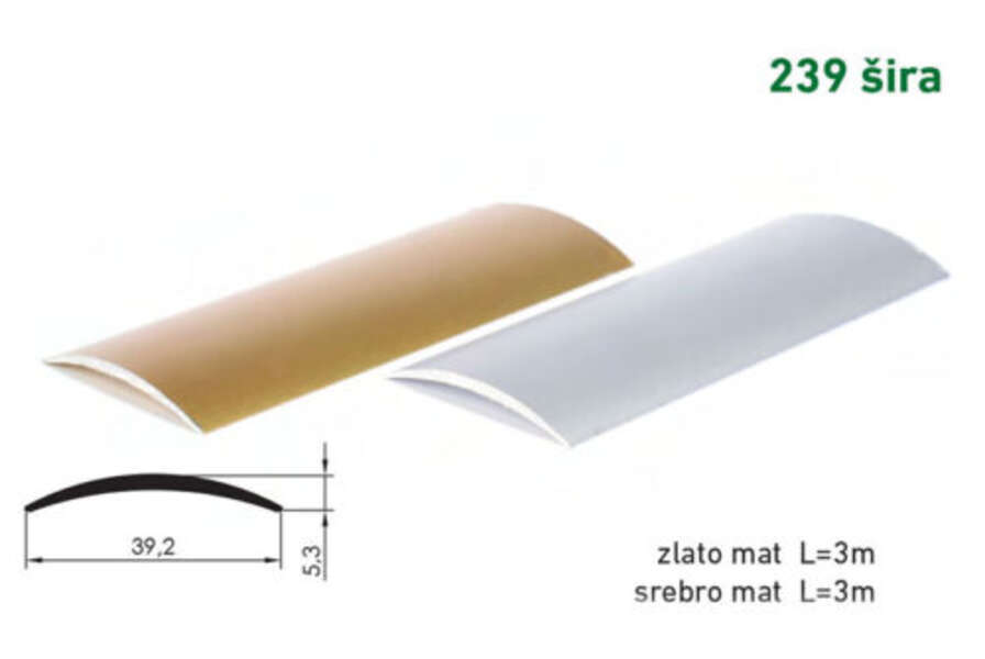 Lajsna prelazna ravna 239 šira - srebrna - Slika 1